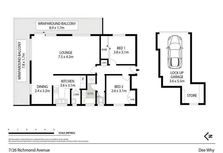 Floorplan of Homely unit listing, 7/26 Richmond Avenue, Dee Why NSW 2099