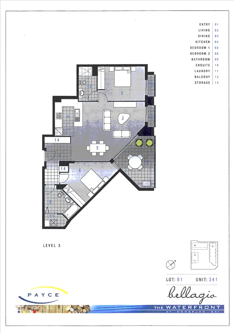 Floorplan of Homely apartment listing, Bellagio 341/46 Baywater Drive, Wentworth Point NSW 2127