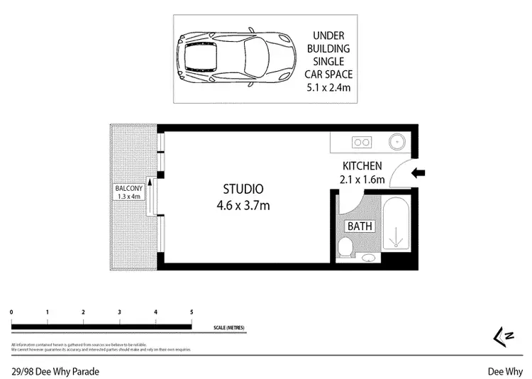 Floorplan of Homely studio listing, 29/98 Dee Why Parade, Dee Why NSW 2099