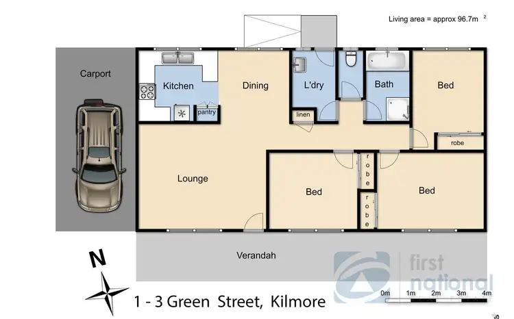 Floorplan of Homely unit listing, 1/3 Green Street, Kilmore VIC 3764