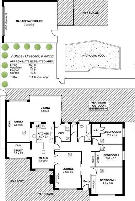Floorplan of Homely house listing, 2 Stacey Crescent, Klemzig SA 5087