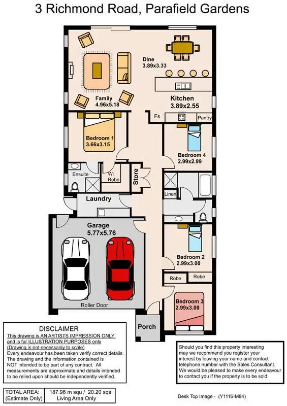 Floorplan of Homely house listing, 3 Richmond Road, Parafield Gardens SA 5107