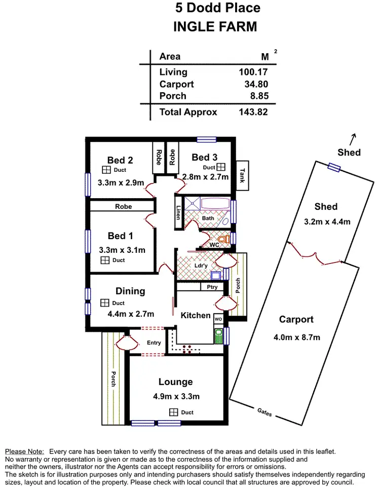 Floorplan of Homely house listing, 5 Dodd Place, Ingle Farm SA 5098