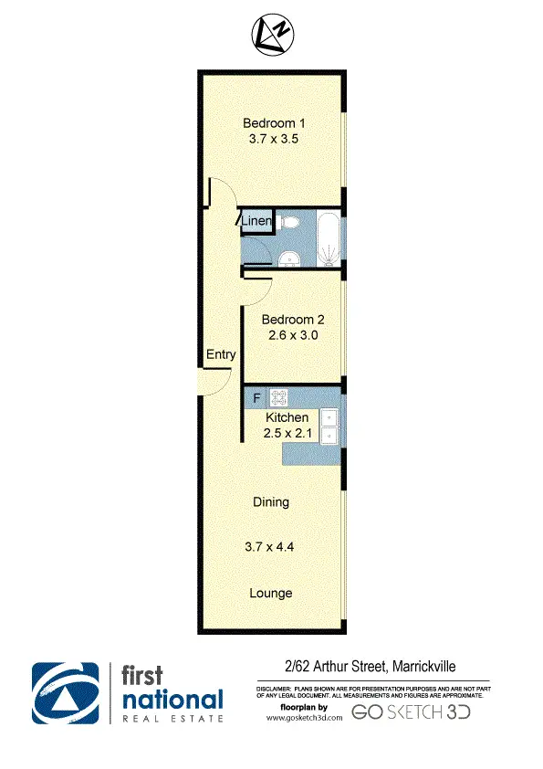 Floorplan of Homely apartment listing, 2/62 Arthur Street, Marrickville NSW 2204