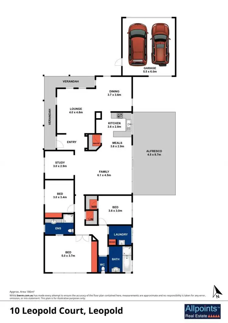 Floorplan of Homely house listing, 10 Leopold Court, Leopold VIC 3224