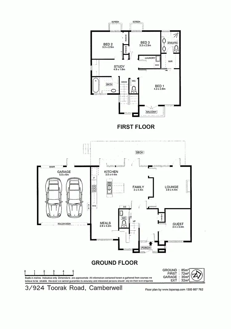 Floorplan of Homely townhouse listing, 3/924 Toorak Road, Camberwell VIC 3124