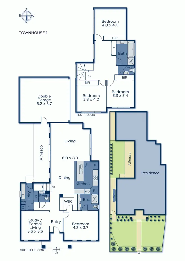 Floorplan of Homely townhouse listing, 1 & 2/32 Haig Street, Burwood VIC 3125