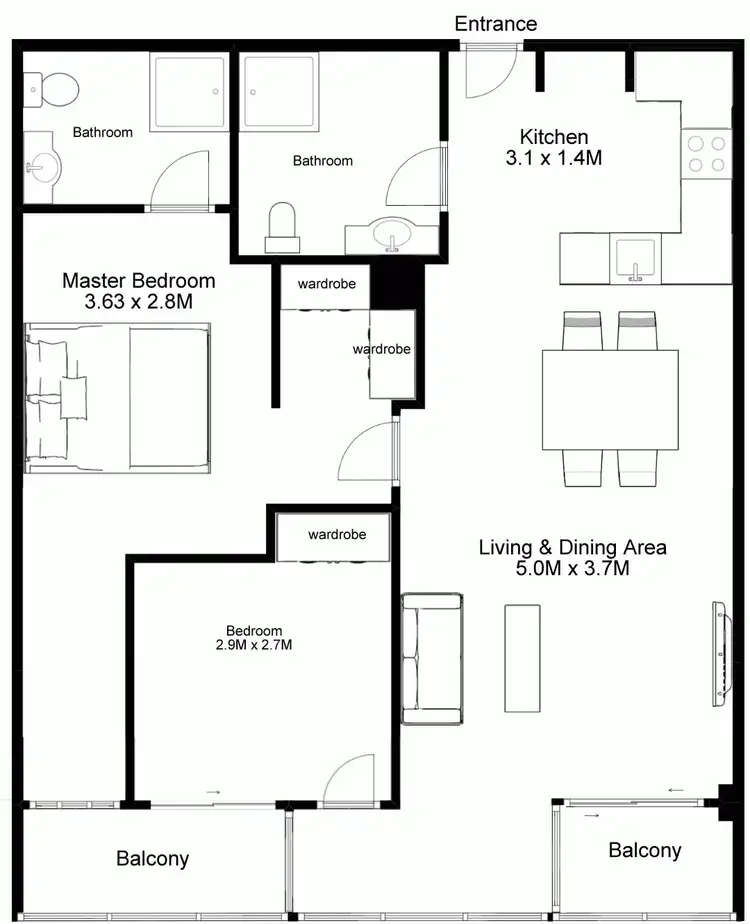 Floorplan of Homely apartment listing, 2005/228 A'BECKETT STREET, Melbourne VIC 3000