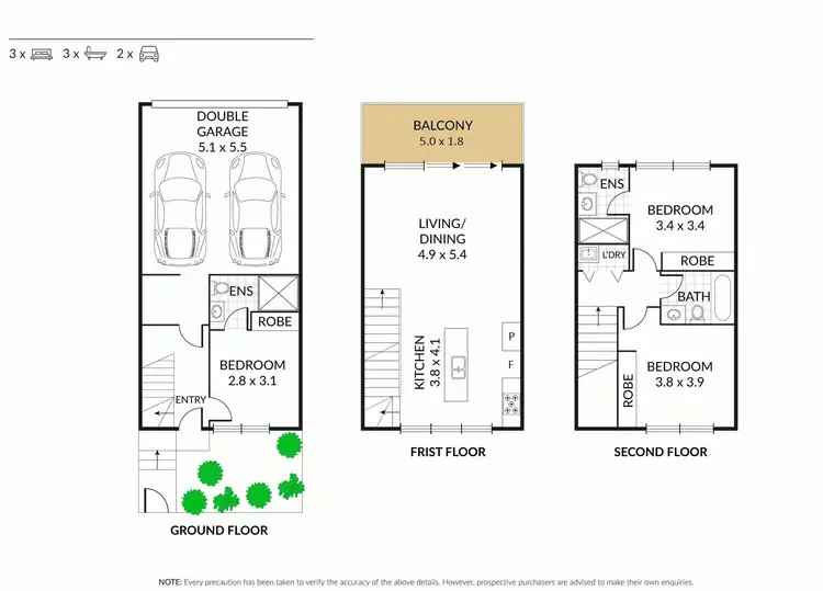 Floorplan of Homely townhouse listing, 63 BOUNDARY STREET, Port Melbourne VIC 3207