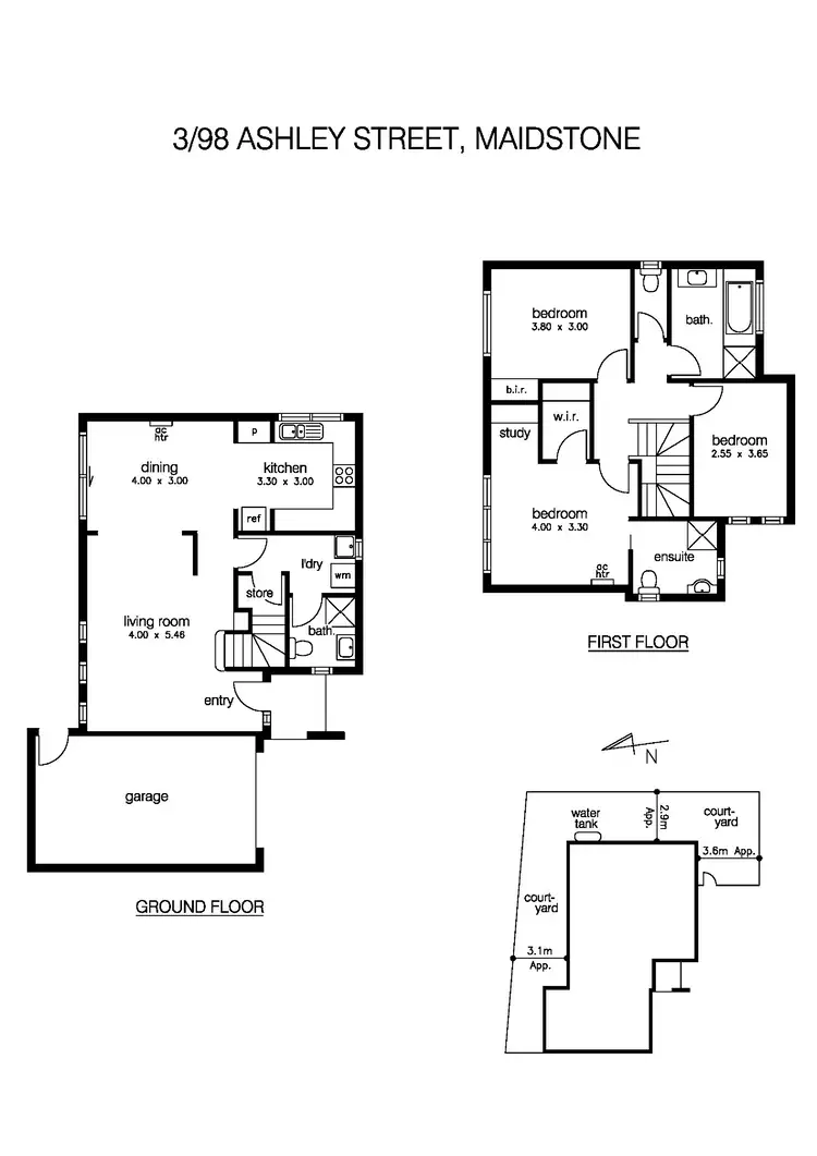 Floorplan of Homely townhouse listing, 3/98 Ashley Street, Maidstone VIC 3012