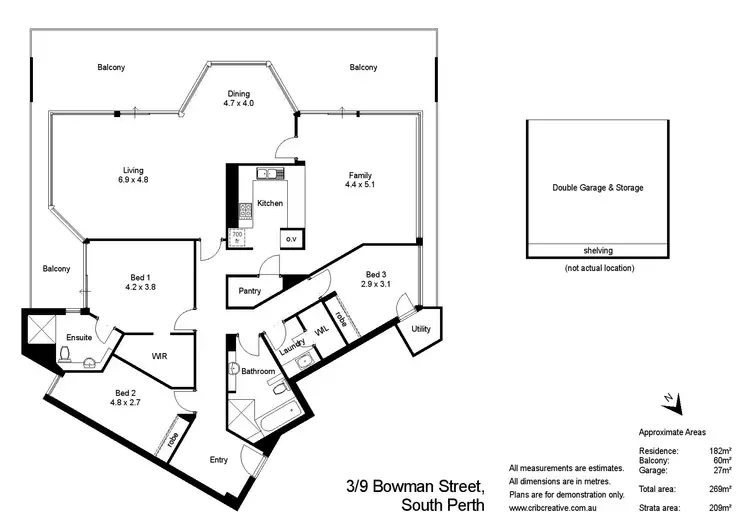Floorplan of Homely apartment listing, 3/9 Bowman Street, South Perth WA 6151