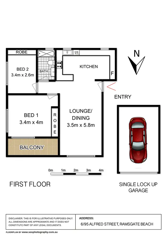 Floorplan of Homely unit listing, 6/95 Alfred Street, Ramsgate Beach NSW 2217