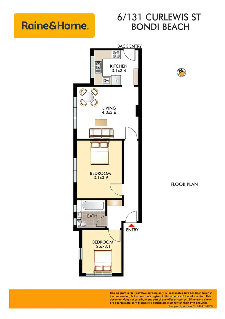 Floorplan of Homely apartment listing, 6/131 Curlewis Street, Bondi Beach NSW 2026