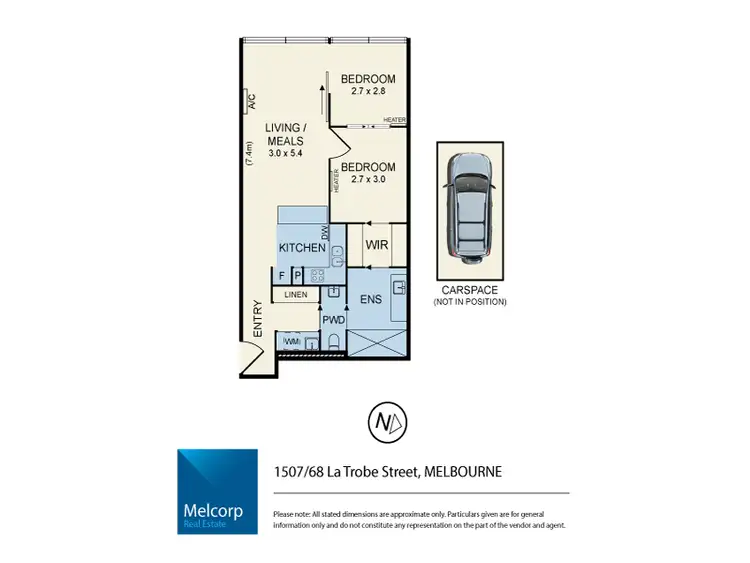 Floorplan of Homely apartment listing, 1507/68 Latrobe Street, Melbourne VIC 3000