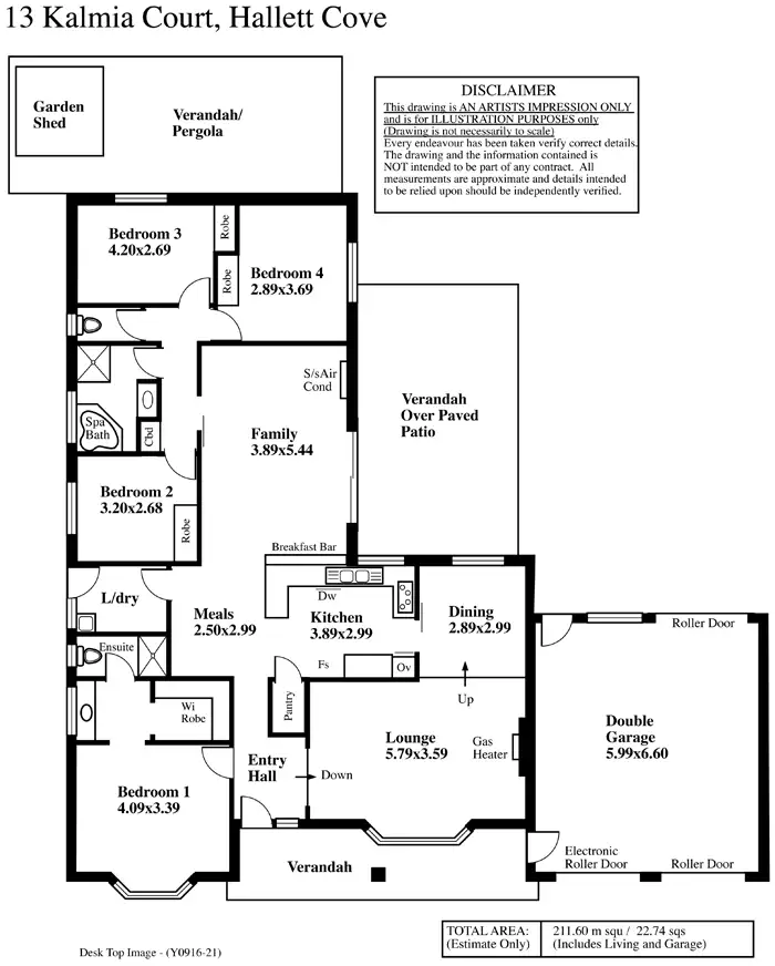 Floorplan of Homely house listing, 13 KALMIA COURT, Hallett Cove SA 5158