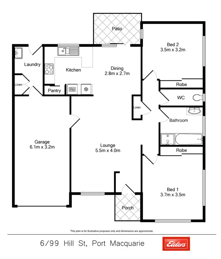Floorplan of Homely villa listing, 6/99 Hill Street, Port Macquarie NSW 2444