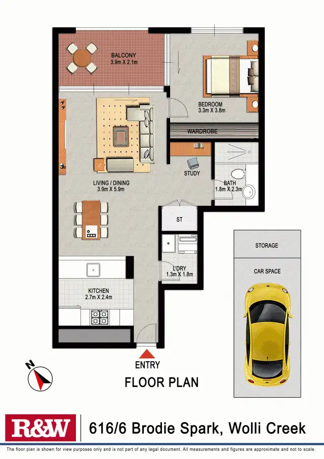 Floorplan of Homely apartment listing, 616/6 Brodie Spark Drive, Wolli Creek NSW 2205