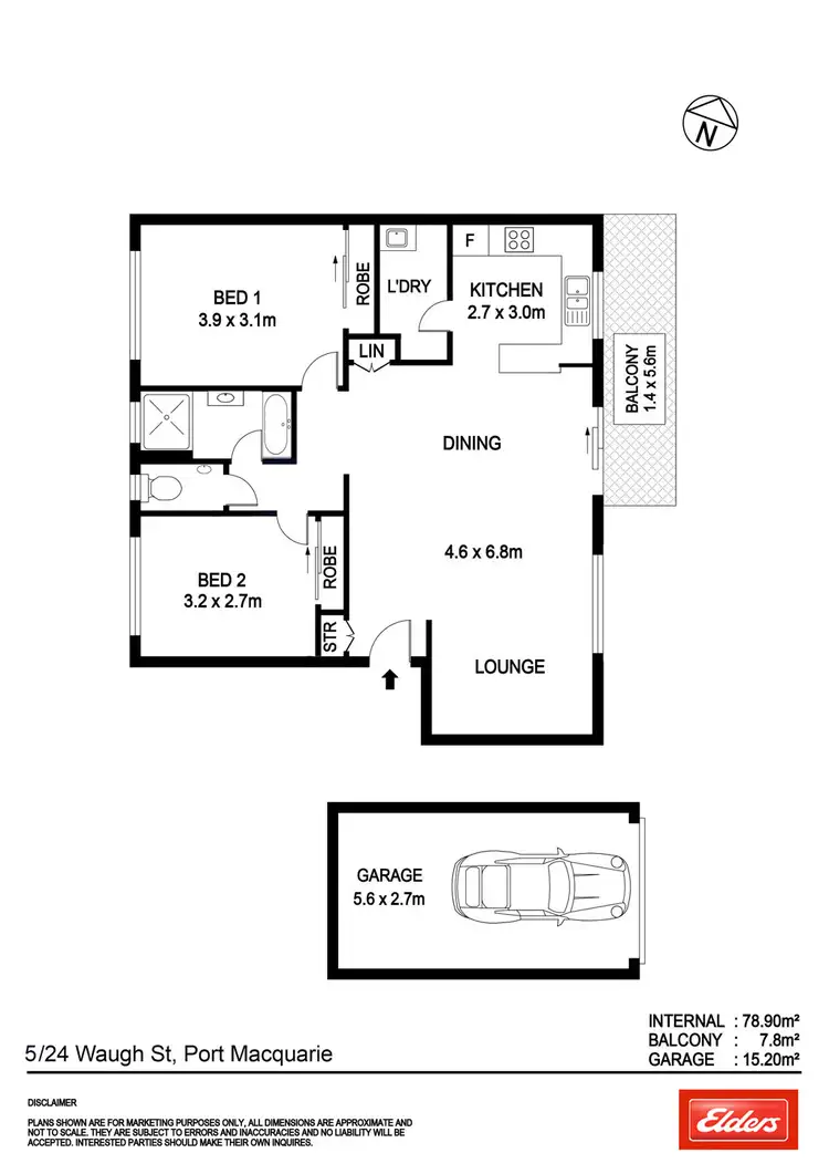 Floorplan of Homely unit listing, 5/24 Waugh Street, Port Macquarie NSW 2444