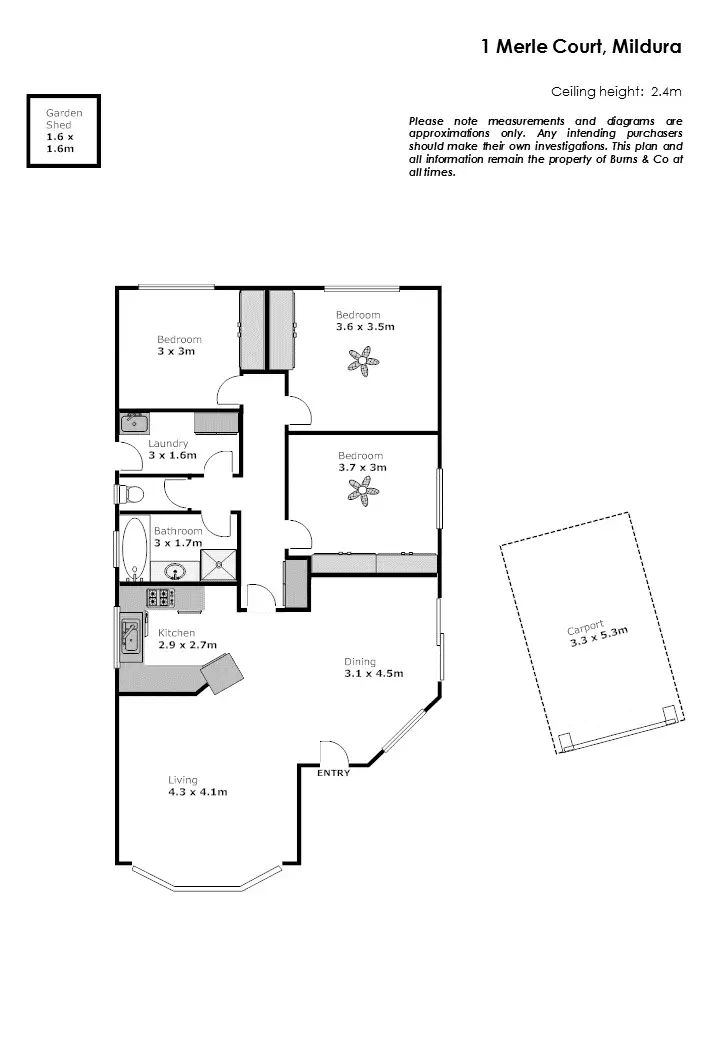 Floorplan of Homely house listing, 1 Merle Court, Mildura VIC 3500