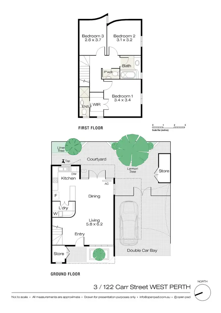 Floorplan of Homely townhouse listing, 3/122 Carr Street, West Perth WA 6005