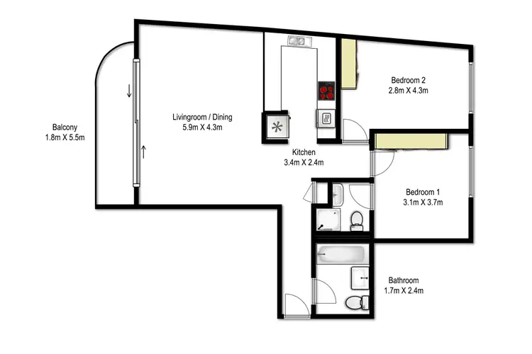 Floorplan of Homely apartment listing, 71/57 Liverpool Street, Sydney NSW 2000