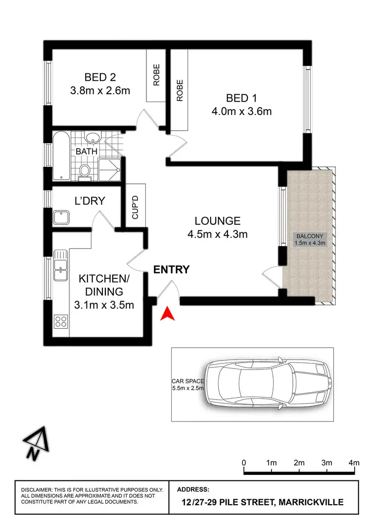 Floorplan of Homely apartment listing, 12/27 Pile Street, Marrickville NSW 2204