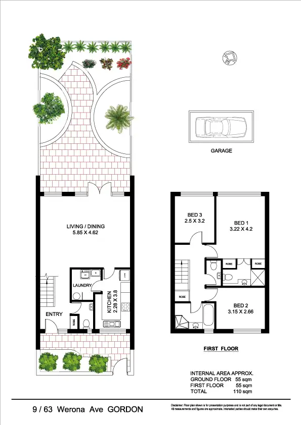 Floorplan of Homely townhouse listing, 9/61-63 Werona Av, Gordon NSW 2072