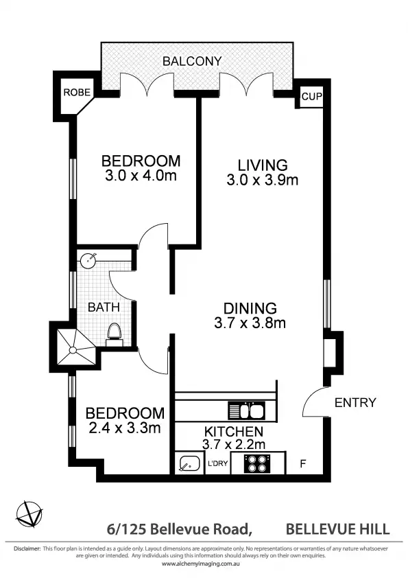 Floorplan of Homely apartment listing, 6/125 Bellevue Road, Bellevue Hill NSW 2023