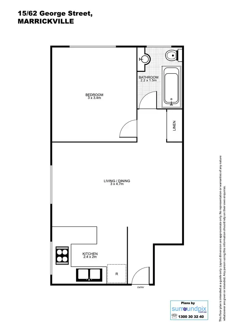 Floorplan of Homely apartment listing, 15/62 George Street, Marrickville NSW 2204