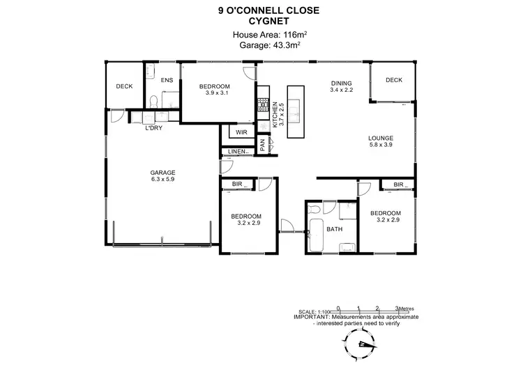 Floorplan of Homely house listing, 2/9 O'Connell Close, Cygnet TAS 7112