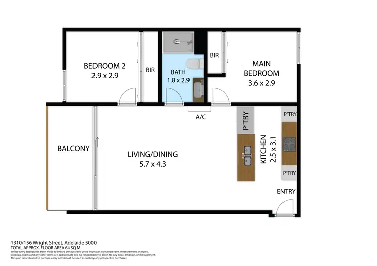 Floorplan of Homely unit listing, 1310/156 Wright Street, Adelaide SA 5000