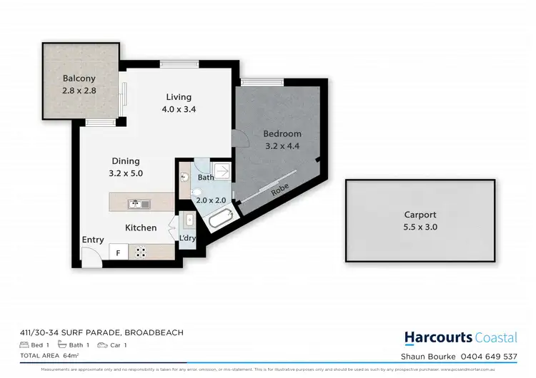 Floorplan of Homely apartment listing, 411/30-34 Surf Parade, Broadbeach QLD 4218