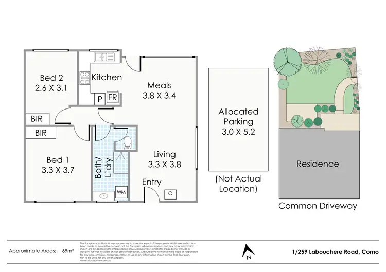 Floorplan of Homely villa listing, 1/259 Labouchere Road, Como WA 6152
