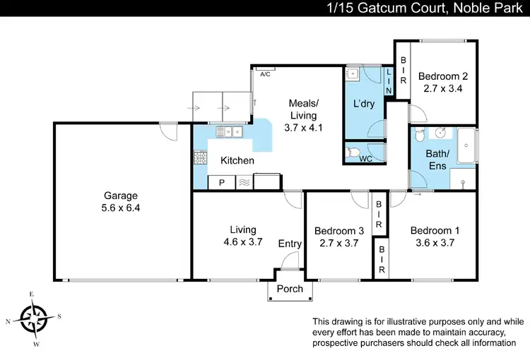 Floorplan of Homely unit listing, 1/15 Gatcum Court, Noble Park VIC 3174