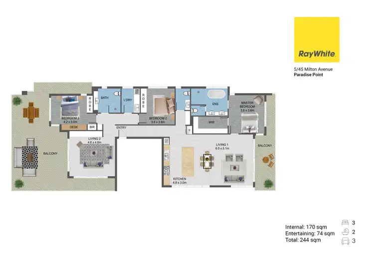 Floorplan of Homely apartment listing, 5/45 Milton Avenue, Paradise Point QLD 4216