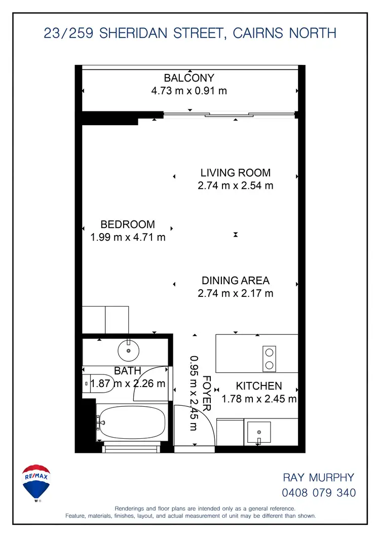Floorplan of Homely studio listing, 23/259 Sheridan Street, Cairns North QLD 4870