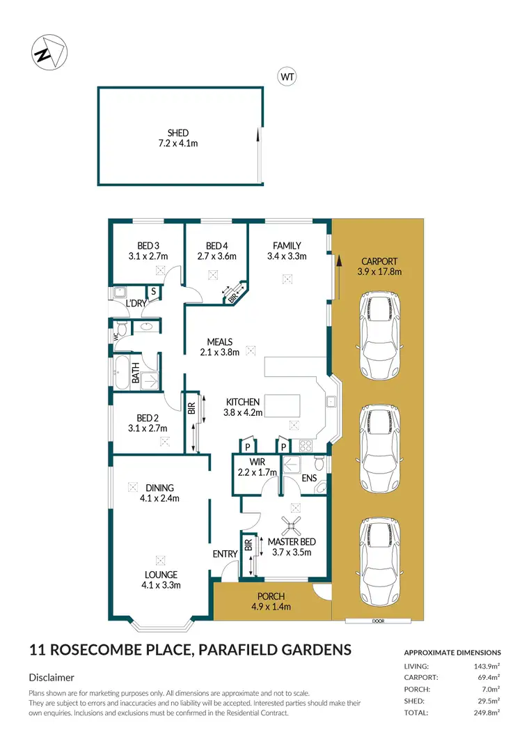Floorplan of Homely house listing, 11 Rosecombe Place, Parafield Gardens SA 5107
