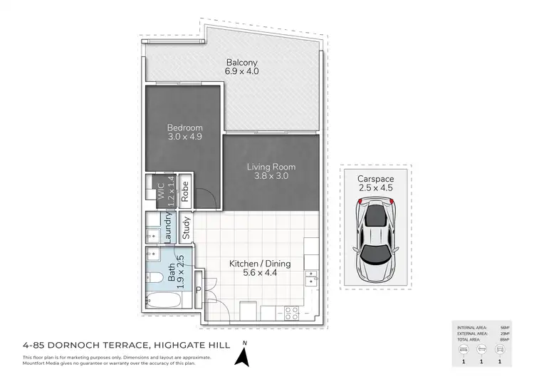 Floorplan of Homely apartment listing, 4/85 Dornoch Terrace, Highgate Hill QLD 4101