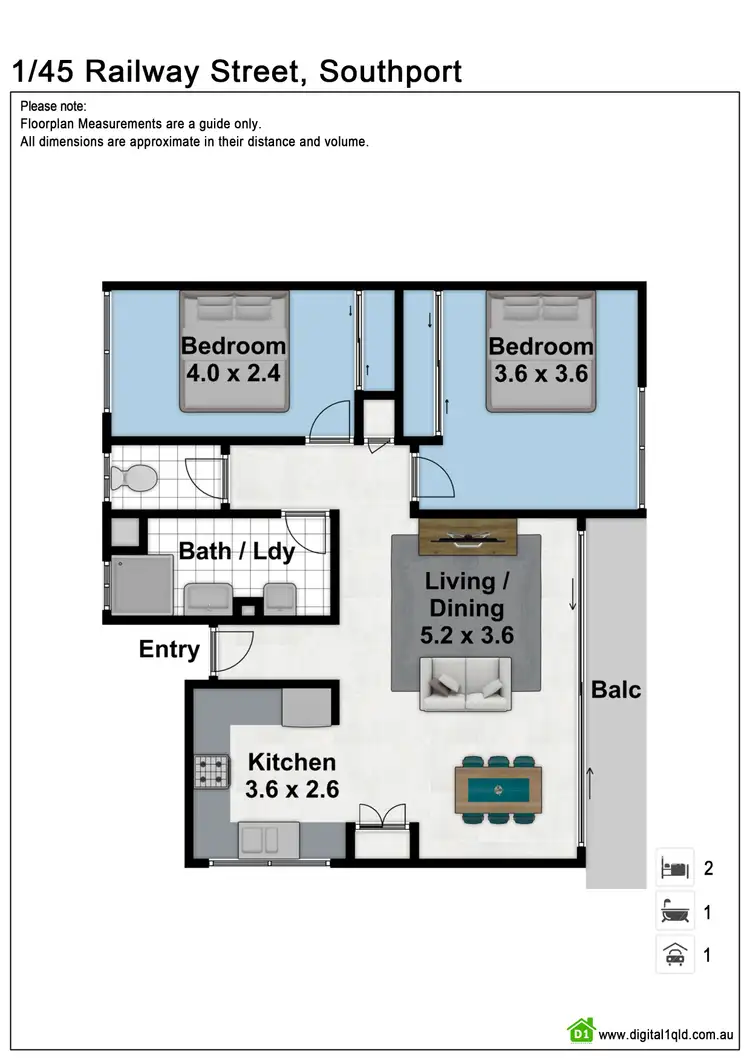 Floorplan of Homely apartment listing, 1/45-47 Railway Street, Southport QLD 4215