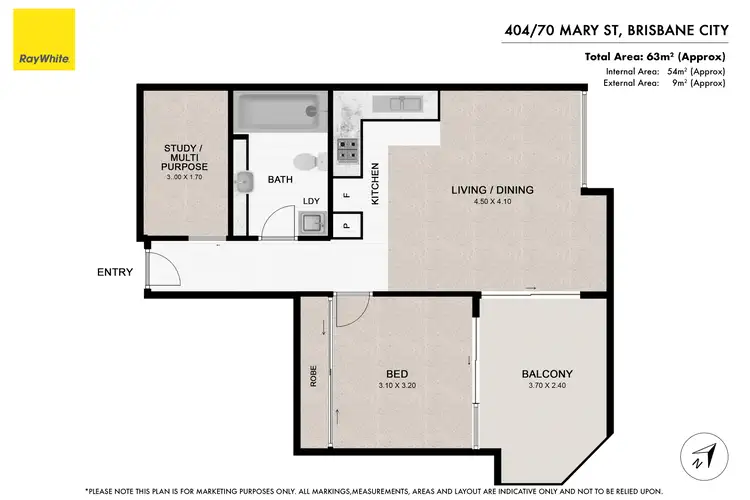 Floorplan of Homely apartment listing, 404/70 Mary Street, Brisbane City QLD 4000