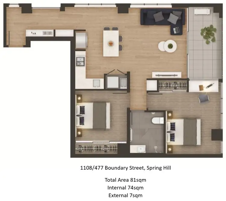 Floorplan of Homely apartment listing, 1108/477 Boundary Street, Spring Hill QLD 4000
