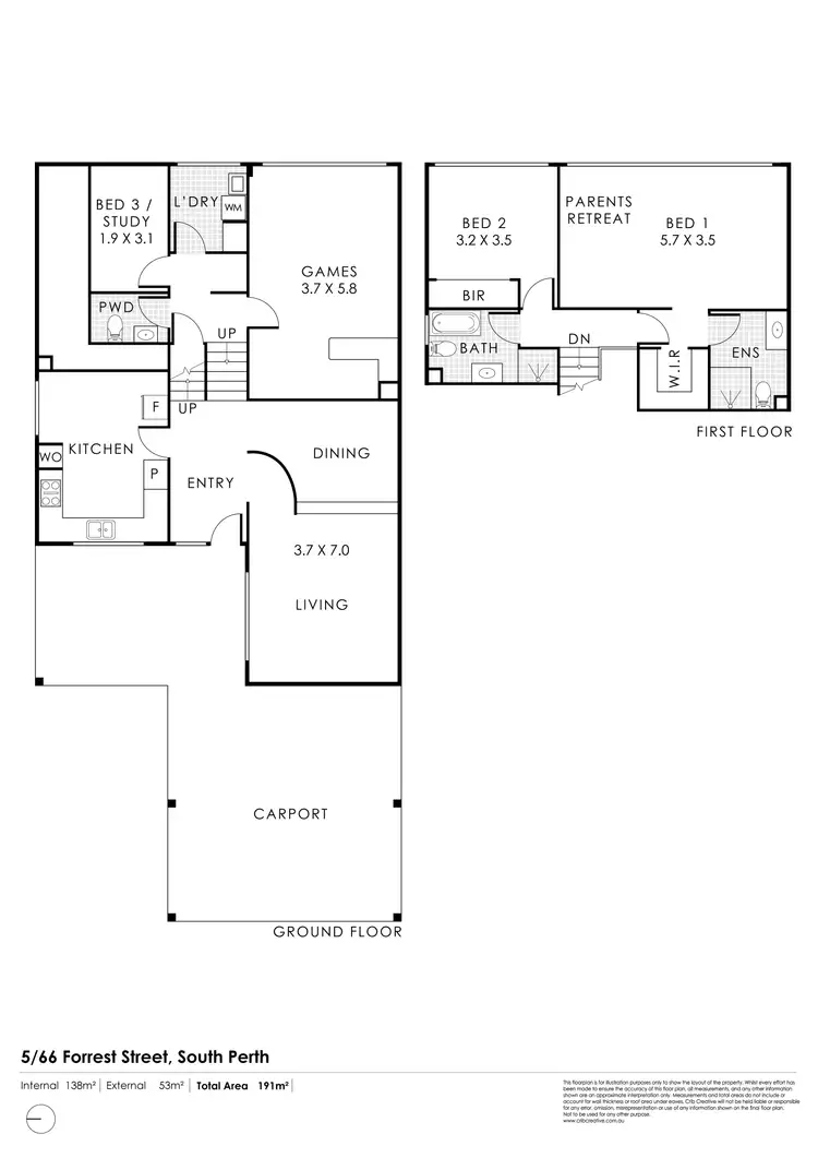 Floorplan of Homely townhouse listing, 5/66 Forrest Street, South Perth WA 6151