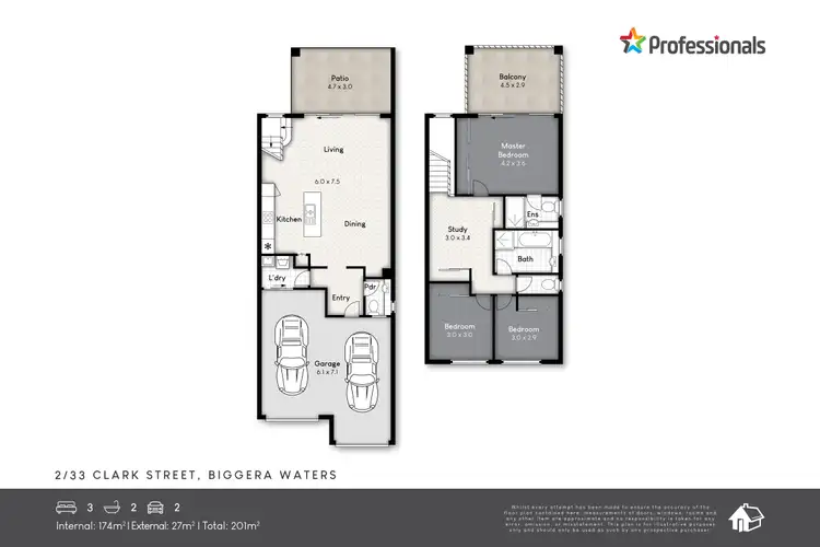 Floorplan of Homely townhouse listing, 2/33 Clark Street, Biggera Waters QLD 4216