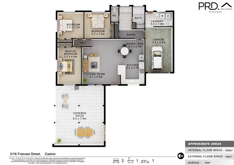 Floorplan of Homely semi-detached listing, 2/16 Frances Street, Casino NSW 2470