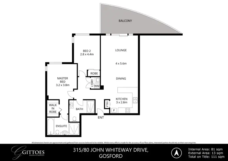 Floorplan of Homely unit listing, 315/80 John Whiteway Drive, Gosford NSW 2250