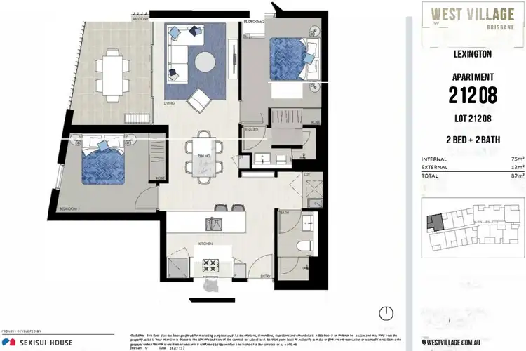 Floorplan of Homely apartment listing, 21208/19 Wilson Street, West End QLD 4101