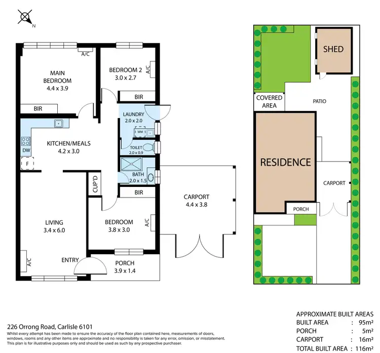 Floorplan of Homely semi-detached listing, 226 Orrong Road, Carlisle WA 6101