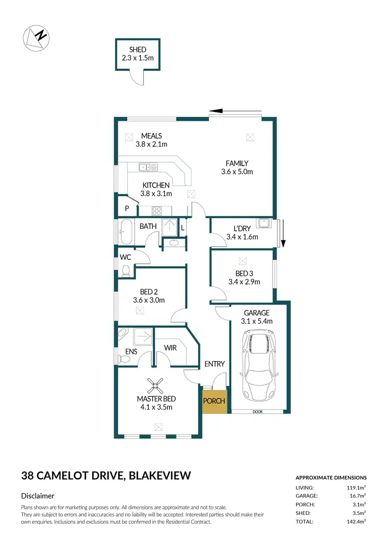 Floorplan of Homely house listing, 38 Camelot Drive, Blakeview SA 5114