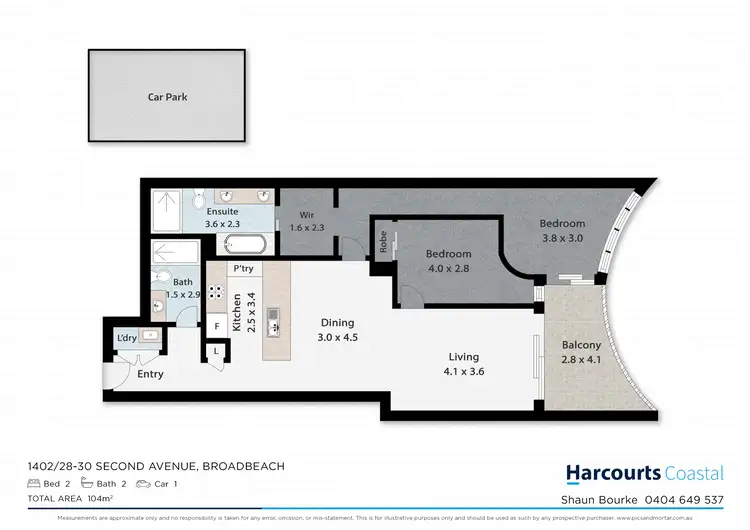 Floorplan of Homely apartment listing, 1402/28-30 Second Avenue, Broadbeach QLD 4218