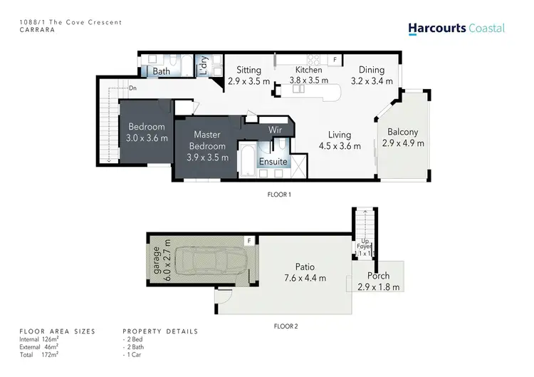 Floorplan of Homely townhouse listing, 1088/1 The Cove Crescent, Carrara QLD 4211